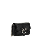 PINKO Black Calf Leather Bos Taurus Shoulder Bag